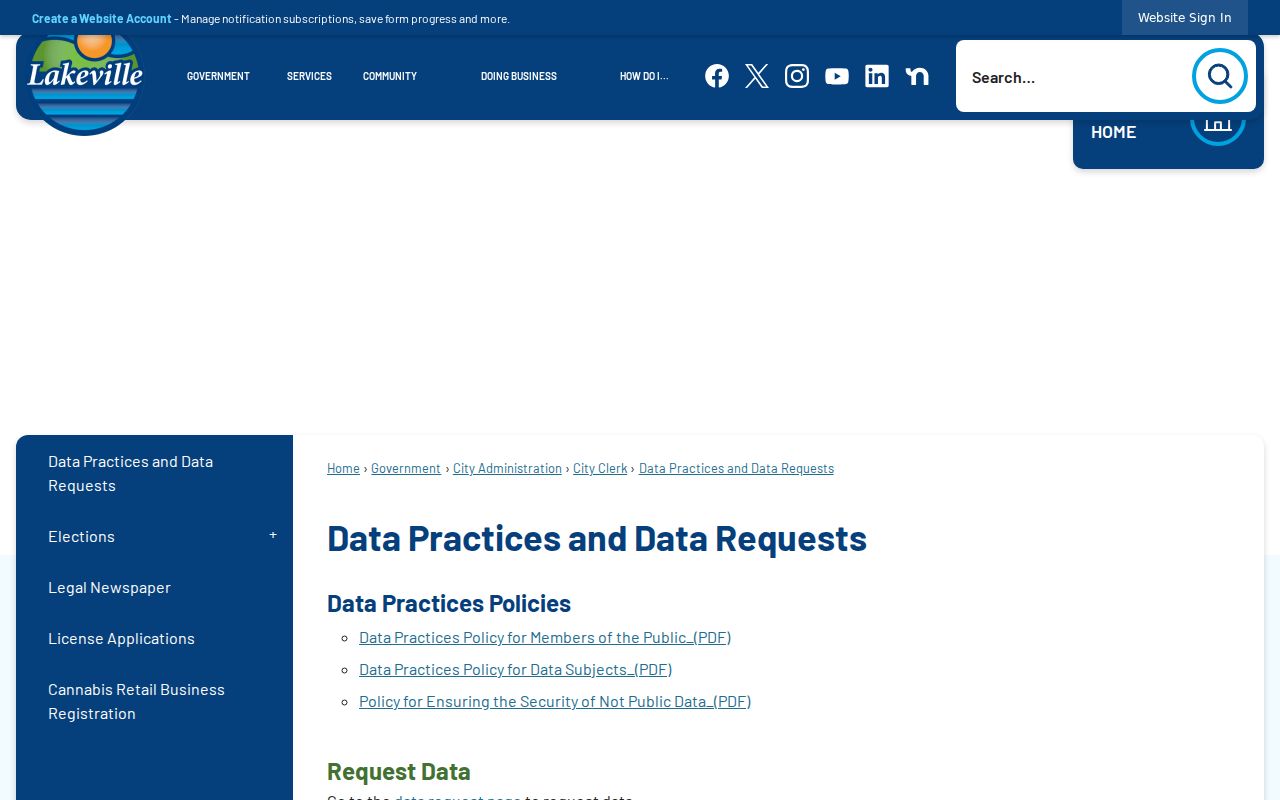 Lakeville residents directory city data practices request source
