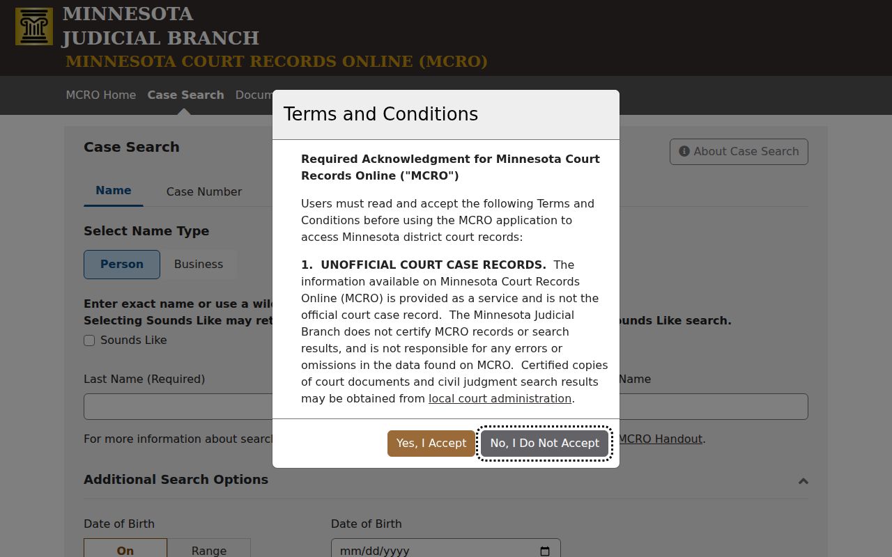 Lakeville resident lookup court case search fields