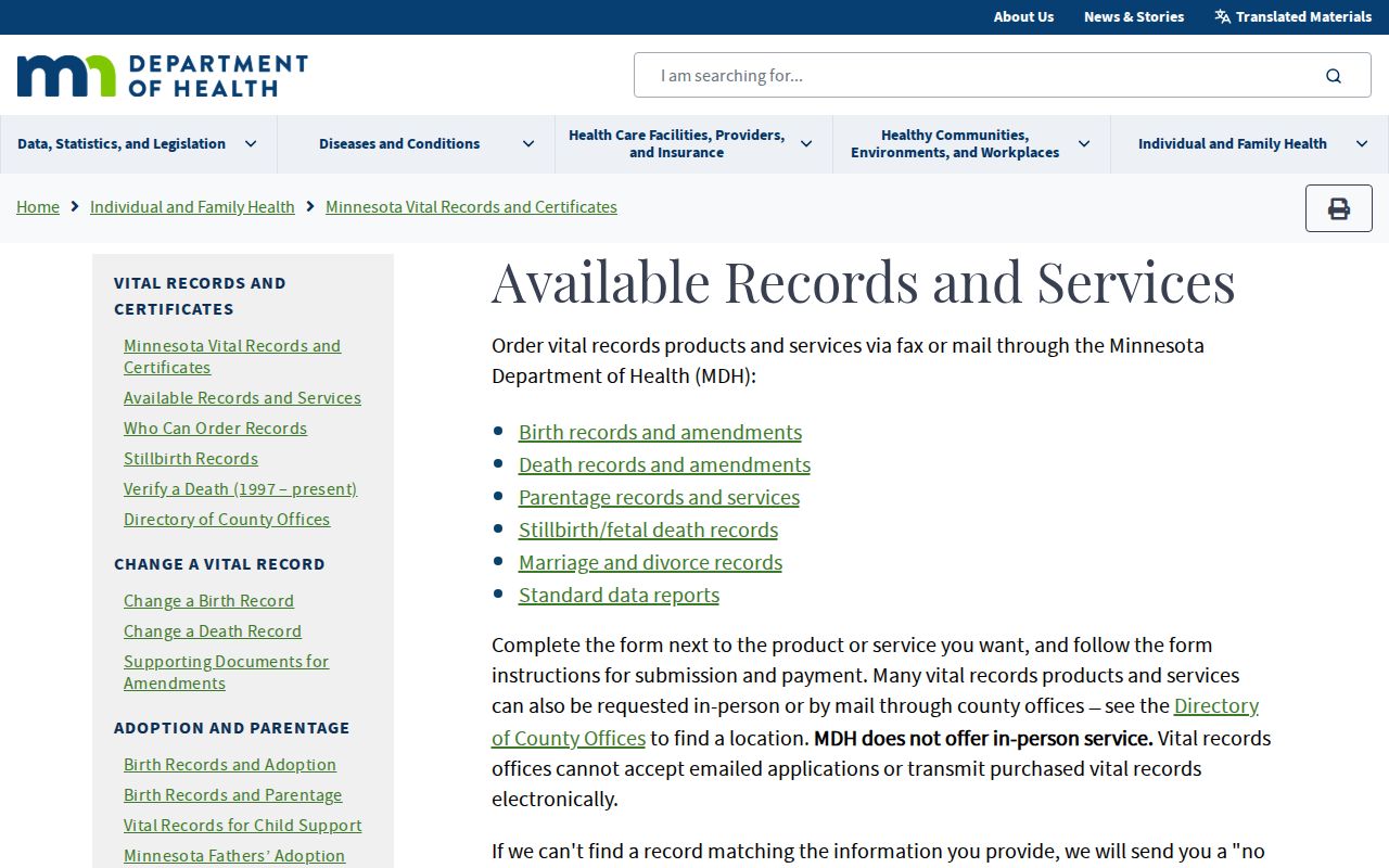Lakeville resident lookup Minnesota vital records application